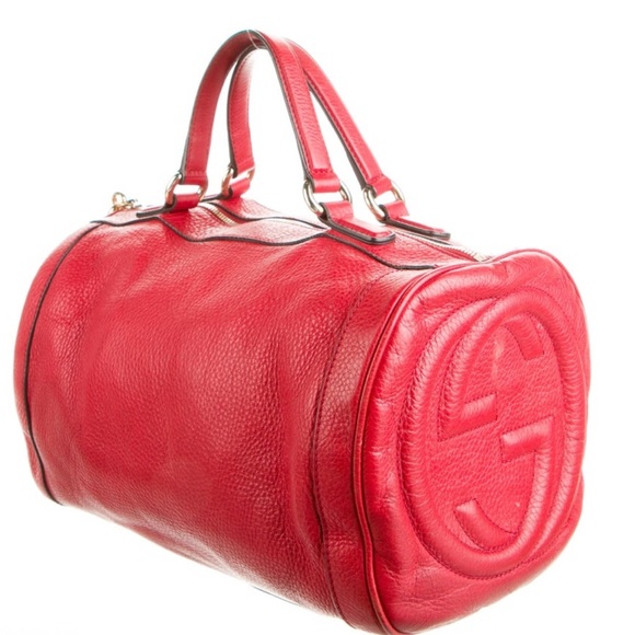 Gucci GG Red Pebbled Leather Tassle Soho Boston Bag! - Picture 1 of 17